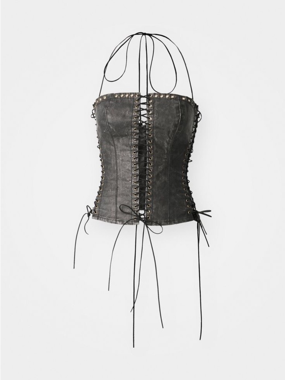 JADED LONDON Odile Black Faux Leather Lace Up Corset & Mini Skirt Matching Set - Picture 7 of 11